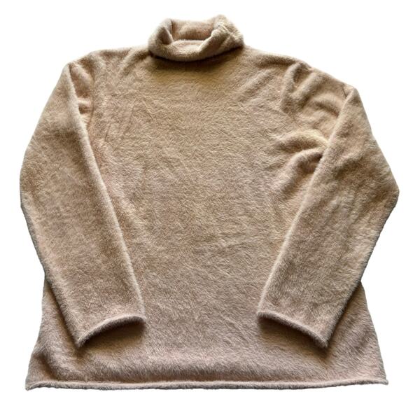 Joy Joy VERY SOFT Light PInk Furry Turtleneck Sweater Size M/L Cozy - Picture 1 of 8